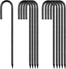 Ground-Stakes-Heavy-Duty-12 inch, J-Hook Rebar Stakes Black Coated Anti-Rust 10pcs Garden Stakes Metal Ground Anchors for Garden Dog Fence Chicken Coop Christmas Decorations Deer Fence by CozyNest Decor
