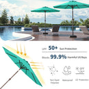 9FT Solar Umbrella 32 LED Lighted Patio Umbrella Table Market Umbrella w/Tilt and Crank, UV-Resistant Outdoor Umbrella for Pool, Garden, Deck, Turquoise Blue by GreenHaven Gardens