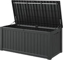 NUNU LAB Outdoor Storage Box,120 Gallon Deck Box,Resin Waterproof Outside Storage Bench,Outdoor Storage Cabinet With Lockable Lid,Backyard Deck Box For Garden Tools,Patio Cushions,Pool Accessories by GreenHaven Gardens