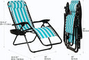 Nazhura Set of 2 Relaxing Recliners Patio Chairs Adjustable Steel Mesh Zero Gravity Lounge Chair Beach Chairs with Pillow and Cup Holder (Light Blue Stripe) by CozyNest Decor