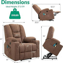VIVIJASON Power Lift Chair Electric Recliner for Elderly Heated Vibration Massage Fabric Recliner Chair with 2 Remote Controls, Cup Holders, Side Pockets & USB Ports for Living Room (Coffee) by CozyNest Decor
