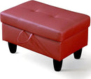 Ottoman Rectangular Storage Ottoman Bench, Faux Leather Footrest, Coffee Table, Stool Footstool with Hinged Lid for Living Room, Bedroom, Entryway, Red, 28.5"x19"x17.5" by CozyNest Decor