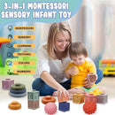 Montessori Toys for Babies 6-12 Months, Soft Baby Blocks Toys Set, 3 in 1 Infant Stacking Building Blocks, Teething Toys Sensory Balls Educational Learning Toys for Toddlers 3-6-9-11 Months Boys Girls by TinyTreasures Baby Boutique