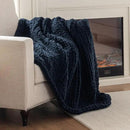 Chunky Knit Blanket Throw, 100% Hand Knit Throw Blanket Handmade Chenille Cable Knit Throw for Couch, Stylish Cozy Soft Rope Knot Crochet Blanket for Home Decor, Navy Blue, 50x60 Inches by CozyNest Decor