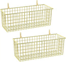 2 Sets Extra Large Hanging Wall Basket, Gold Metal Wire Baskets with Steel Hooks for Organizing, WallmountedFruit Vegetable Toy Snack Storage, Home Kitchen Bathroom Laundry Pantry Organizer by GreenHaven Gardens