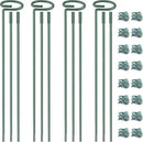 4.5mm Adjustable Length Plant Stake, Assembled (12 or 24 or 36 inch) Outdoor and Indoor Plant Support Poles for Flowers Marigolds Tomatoes Lilies Peonies Roses Daffodils Flower Clips (4 Sets, 16 Pcs) by GreenHaven Gardens