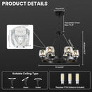 Black Wagon Wheel Chandelier, 24 Inch Black Chandeliers with Unique Glass Shade, 6-Light Crystal Farmhouse Wagon Wheel Chandeliers for Dining Room, Round Chandelier for Living Room, Foyer, Entryway by CozyNest Decor