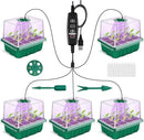 GOONMMILL Seed Starter Tray with Timed Grow Light, 5 Packs Plant Starter Tray Seedling Starter Kit with Humidity Domes Base Indoor Greenhouse Mini Propagator Station for Seeds Growing Starting by GreenHaven Gardens