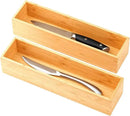 Umilife Bamboo Kitchen Drawer Organizer, Extra High Silverware Tray, Flatware Cutlery Storage Box, Multi-Use Holder in Office, Bathroom, Pantry - 12"x3"x2.5" (Set of 2) by CozyNest Decor