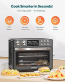 28QT Air Fryer Toaster Oven Combo, Large 12-in-1 Convection Countertop Oven with Next-Gen HeatWave Convection, 3-Layer Cooking, Rotisserie for Chicken, Fits 11" Pizza, Full Accessories, Sparkle Black by CozyNest Decor