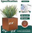 Corten Steel Planter Metal Square Planter Tall Cube Rustic Steel Planters 27.6 Inch Durable Antique Detached for Outdoor Commercial Residential Garden Patio Deck and Backyard by GreenHaven Gardens