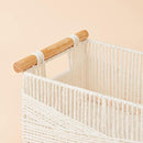 LA JOLIE MUSE Wicker Storage Baskets for Organizing, Recyclable Paper Rope Basket with Wood Handles, Decorative Hand Woven Basket Organizers for Makeup Books Shelves Living Room, White, Set of 2 by TinyTreasures Baby Boutique