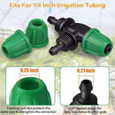 JAYEE 50 Pcs Drip Irrigation Fittings Kit for 1/4 Inch Tubing, Drip Line Parts for Drip Systems - 20 Tee, 12 Coupling, 8 Elbow, 5 Barbed 4-Way Cross, 5 End Closure - Barbed Locked Nuts Connectors by GreenHaven Gardens
