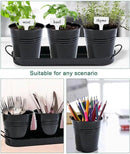 vensovo Indoor Herb Planter Set - Galvanized Windowsill Garden Pots with Tray & Drainage, Set of 3 Metal Window Planters for Kitchen & Outdoor Use, Black by GreenHaven Gardens