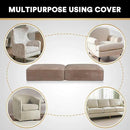 PrinceDeco Velvet Sofa Cushion Covers, Stretch Couch Cushion Covers for Individual Seat Couch Slipcover Sets Furniture Protector for Loveseat Sofa Cushion Width Up to 29.5", Taupe by CozyNest Decor