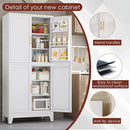 75" H Metal Storage Cabinet, Pantry with 6 Door Shelves and 4 Adjustable Shelves, Leveling Foot for Kitchen, Living Room and Dinning Room, White by CozyNest Decor