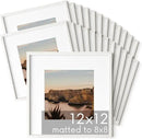 HAUS AND HUES Square Picture Frames 12 x 12 Set of 25 - Photo Gallery Wall Frame Set, Wood Frames With Mat, White Oak by CozyNest Decor