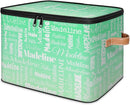 Custom Storage Basket with Name, Personalized Storage Bins with Zipper Lid, Foldable Fabric Storage Box Large capacity with Handle Green Gradient by TinyTreasures Baby Boutique