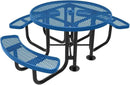 Heavy-Duty Portable Outdoor Picnic Table with Umbrella Hole, Expanded Metal Patio Dining Furniture Made in America (46" Round Top, Textured Light Blue) by CozyNest Decor