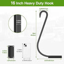 16 Inch 1 Pack Plant Hanger for Indoor/Outdoor Wall Mount - Heavy Duty Hanging Plant Holder & Bird Feeder Hook, Decorative Black Metal Wall Hangers for Plants, Flower Baskets by GreenHaven Gardens