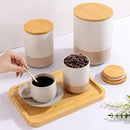 Yangbaga Canister Sets for Kitchen Counter, 80/40/20 OZ Large Ceramic Food Storage Jars with Airtight Wood Lids, Large Kitchen Canisters for Coffee, Sugar, Tea, Flour, Spice by CozyNest Decor