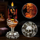 Eldnacele Halloween Snow Globe Candles Lighted Lamp USB Powered Battery Operated Spooky Spinning Water Glittering Tornado Flameless Candles Skeleton Hand Holder Halloween Centerpiece Decor(Castle) by CozyNest Decor