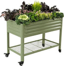 Rolling Elevated Raised Garden Bed-V Series, 2' x 4' Garden Beds with Legs & Storage Rack for Patio & Porch, 700 Lbs Weight Capacity, Outdoor Planter Box for Vegetables Flower Herbs, Olive Green by GreenHaven Gardens