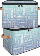 Custom Storage Basket with Name, Personalized Storage Bins with Zipper Lid, Foldable Fabric Storage Box Large capacity with Handle Green Blue Gradient by TinyTreasures Baby Boutique