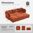 102.6" Luxury Modular Sleeper Sofa Bed 6 Seat Reversible Sectional Couch Deep Seat with Storage Chaises Removable Cover for Living Room, Apartment - Chenille Terracotta Orange by CozyNest Decor