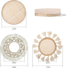 LOCS MICRAI Boho Wall Basket Decor Set of 3 - Flat Woven Basket Wall Hanging Decor,Round Tassels White Macrame Tapestry Wall Decor Art,Handmade Rattan Wicker Seagrass Home Wall Baskets Decor by CozyNest Decor