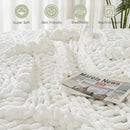 Esterra Chunky Knit Blanket Throw, 100% Handmade Chenille Throw Blanket 40"x50", Soft Thick Yarn Cable Knit Crochet Throw Blanket Rope Knot Throw for Couch Bed Sofa, Bright White by CozyNest Decor