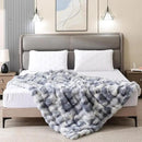 Latepis Faux Fur Fluffy Blanket for Couch, Super Soft Luxury Faux Fur Bubble Plush Thick Warm Cozy Fuzzy Twin Blanket for All Seasons, 60” x 80”, Tie-dye Blue, 860GSM by CozyNest Decor