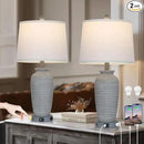 25" Farmhouse Jar Table Lamp Set of 2 Vintage Rustic Lamps for Living Room, Resin Bedside Nightstand Lamps with Linen Lampshades, Retro Pot Lamp for Living Room, Bedroom(LED Bulbs Included) by CozyNest Decor