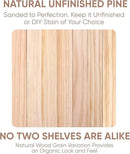 Homeforia 42 inch Wood Floating Shelf, High End Solid Natural Wood 42inch Large Floating Shelves for Wall Mounted, Unfinished Wooden Floating Shelves, Heavy Duty Bracket, 42 X 6.5 X 1.75 in, Set of 2 by CozyNest Decor