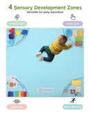 Baby Play Mat, 50''x50'' Playpen Mats with 4 Sensory Development Zones for Motor Skills, Unique Crawling Mats with Non-Slip Cushioned that Fits Nicely into Any Playroom, Blue by TinyTreasures Baby Boutique