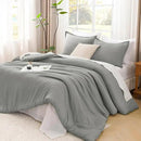 Litanika Comforters Medium Gray Queen Size, 3 Pieces Lightweight Solid Bedding Set & Collections, All Season Fluffy Bed Set (90x90In Comforter & 2 Pillowcases) by CozyNest Decor