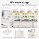 Dish Drying Rack - Extendable Dish Rack, Large Sink Drying Dish Drainer for Kitchen Counter, Stainless Steel Dish Strainer with Utensil Holder (White) by CozyNest Decor