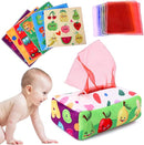 Baby Toys 6 to 12 Months - Tissue Box Toy Montessori for Babies 6-12 Months, Soft Stuffed High Contrast Crinkle Infant Sensory Toys, Boys&Girls Kids Early Learning Gifts by TinyTreasures Baby Boutique