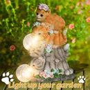 Solar Cat Garden Statue Resin Cat Statue Decor Outdoor with LED Lights for Outside Yard Art Lawn Ornaments Patio, Cat Lovers Gifts by CozyNest Decor