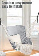 Chihee Hammock Chair Hanging Swing 2 Pillows Included,Strong Webbing Straps and Hooks for Easy Hanging Soft Cotton Hanging Chair Side Pocket Tassel Chair Comfort Indoor Outdoor Light Grey by GreenHaven Gardens