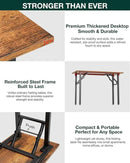 Frylr Small Folding Computer Desk – 35.8 Inch Portable Table for Craft and Study, Lightweight Desk for Small Spaces, Foldable Laptop Table Built-in AC/USB Outlets for Convenience, Rustic Brown by CozyNest Decor