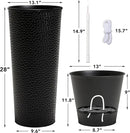 KOL 28" H. Tall Metal Cone Planters with Inside Pots 2-Pack, Black Hand-Hammered Large Decor Planter for Deck, Patio, Porch - Handcrafted Flower Pot - with Water Level Indicator - Indoor Outdoor Use by GreenHaven Gardens