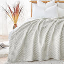 jinchan Boho 100% Cotton Blanket Muslin Twin Size 60x80 Inches Lightweight 3-Layer Geometric Triangle Striped Reversible Quilt Throw Soft Breathable Comfy All Seasons for Couch Bed Decor, Light Grey by CozyNest Decor