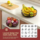 2 Tier Fruit Basket for Kitchen Counter with 2 Banana Hangers, Metal Stackable Fruit Bowl for Kitchen Counter for Bread Vegetable Fruits, Brown by CozyNest Decor