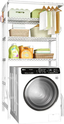 Ulif U11 Over Washer and Dryer Shelves, 3 Tiers Laundry Room Storage and Organizer Standing Shelf, Metal Freestanding Clothes Drying Rack, 33.9" W x 19.7" D x 77.6" H, White by CozyNest Decor