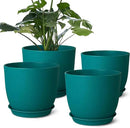 Plant Pots 8 Inch Set of 4, Flower Pots with Multi Mesh Drainage Holes, Planters for Indoor Outdoor Garden Plants and Flowers（Blue） by GreenHaven Gardens