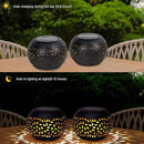 Solar Lantern Outdoor Table Light, 2 Pack Waterproof Decor, Hollow Out Retro Black Metal Patio Lights, Yard Porch Garden Balcony Indoor Desk Bedroom Tabletop Decorations by GreenHaven Gardens