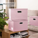 PRANDOM Foldable Storage Bins with Lids [5-Pack] Leather Fabric Collapsible Storage Boxes Organizer Containers Baskets Cube with Cover for Bedroom Closet Office Nursery Pink (14.9x10.8x10) by TinyTreasures Baby Boutique