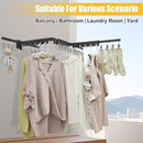 BESy Tri-Fold Foldable Clothes Drying Rack Retractable Hanging Collapsible Dryer Hanger Racks for Laundry Balcony Bathroom Space Saver Outdoor Indoor 20 Clips Aluminum Alloy Wall Mounted Matte Black by CozyNest Decor