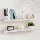 Axeman Floating Shelves for Wall, 8 Inch Deep Rustic Solid Elm Wood Wall Shelves for Storage, Wall Mounted Display Shelving with Invisible Heavy-Duty Metal Bracket, 36'' Width Set of 2, White Wash by CozyNest Decor